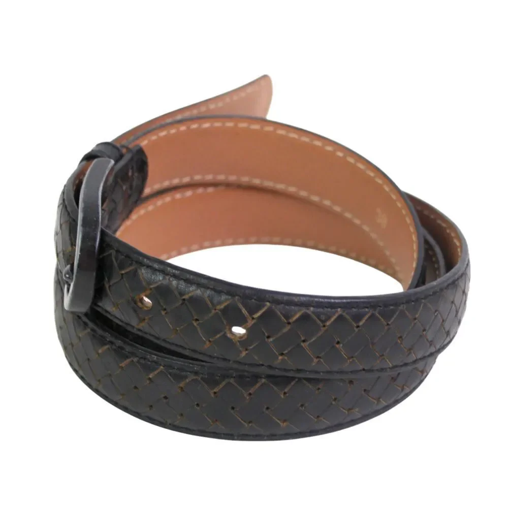 BRAIDED BLACK GENUINE LEATHER 7/8